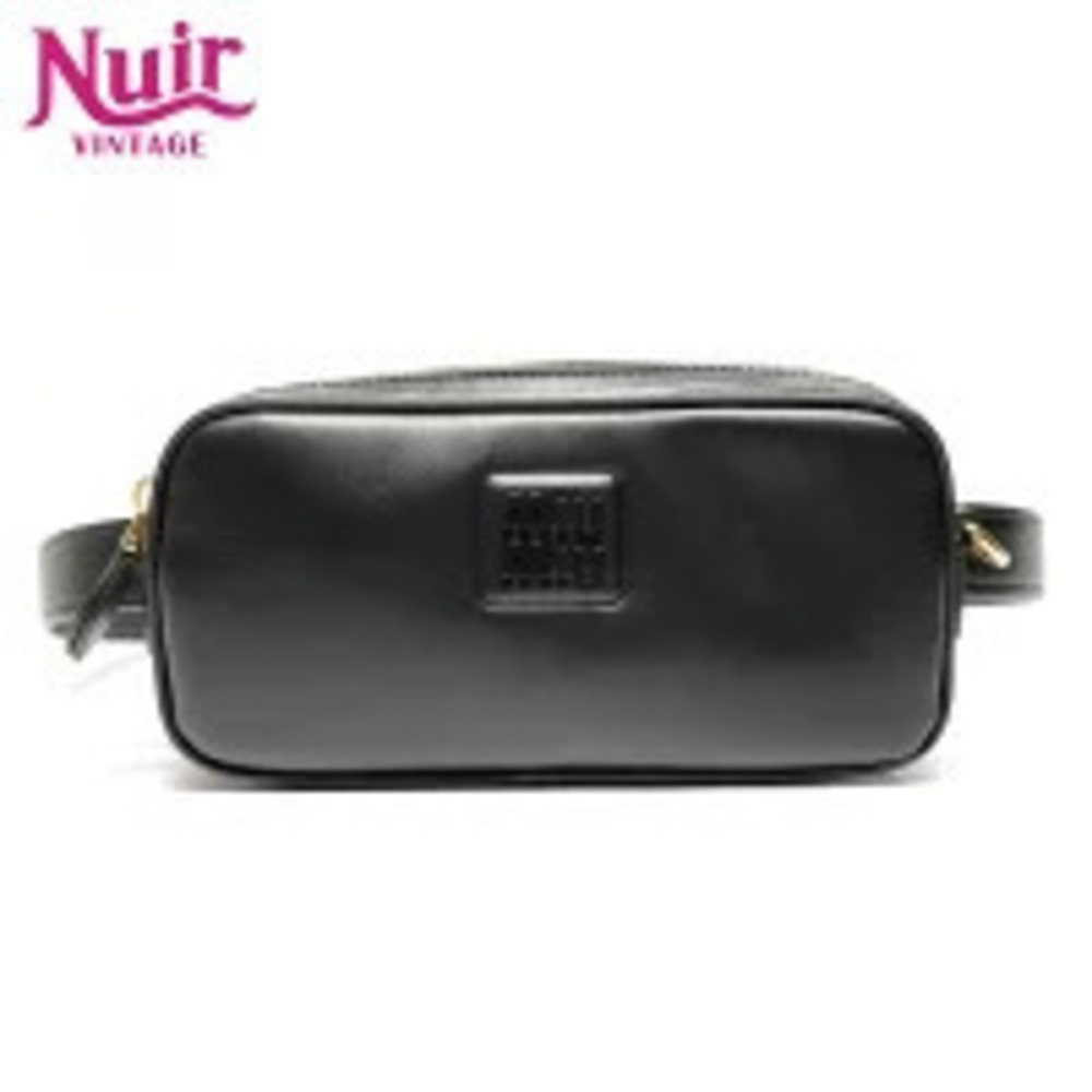 Miu Miu Logo Leather Waist Bag Soft Calf Black